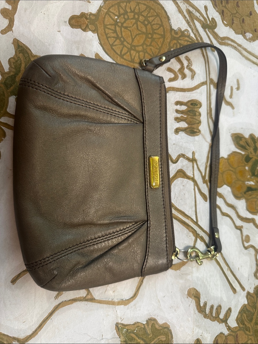 Coach Dark Brown Leather Crossbody with Gold Hardware